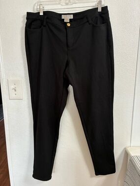 Michael Kors Black Pants with Gold Logo Button 14W
